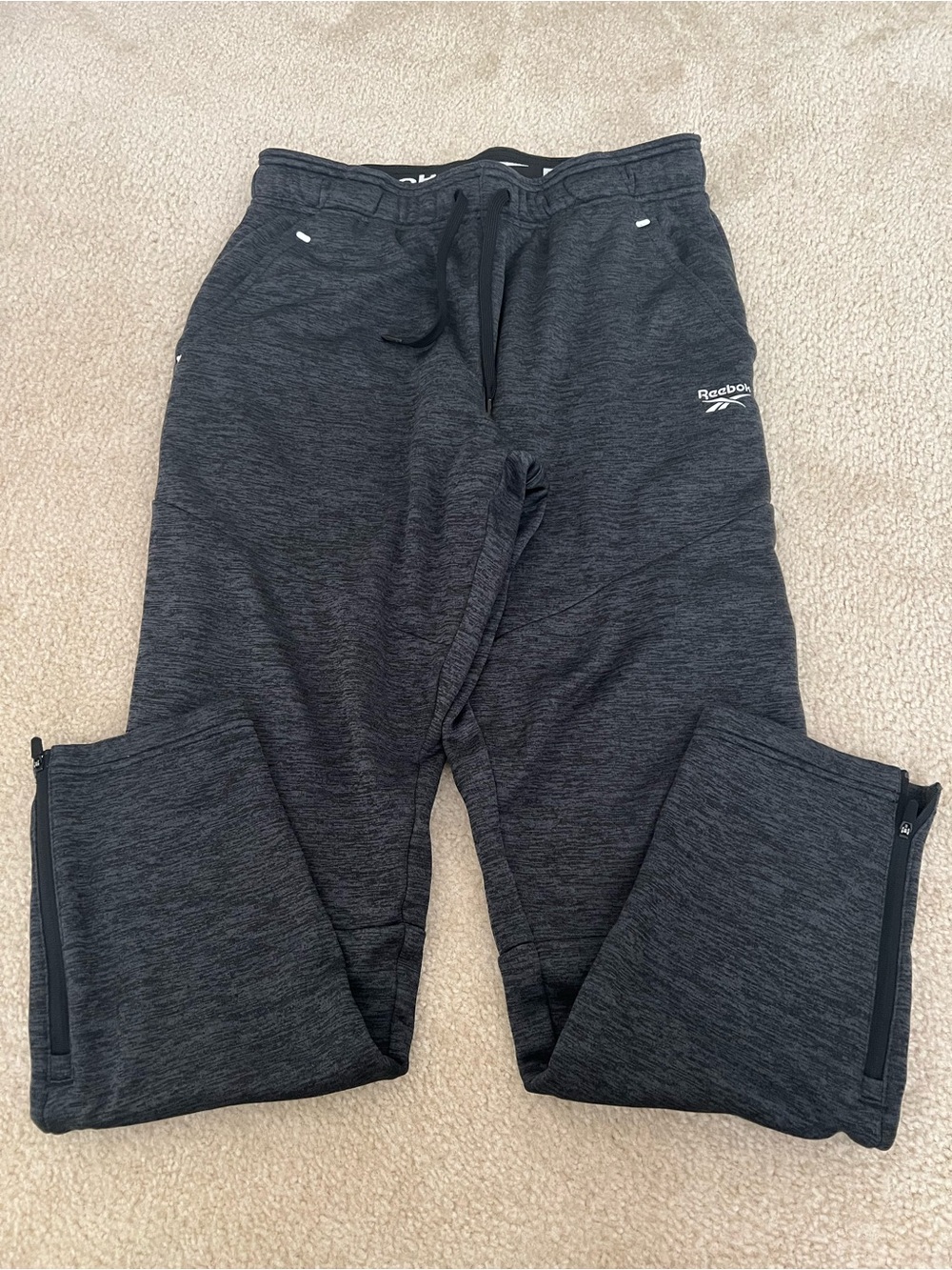 Reebok Men's Dark Charcoal Zip Hem Joggers